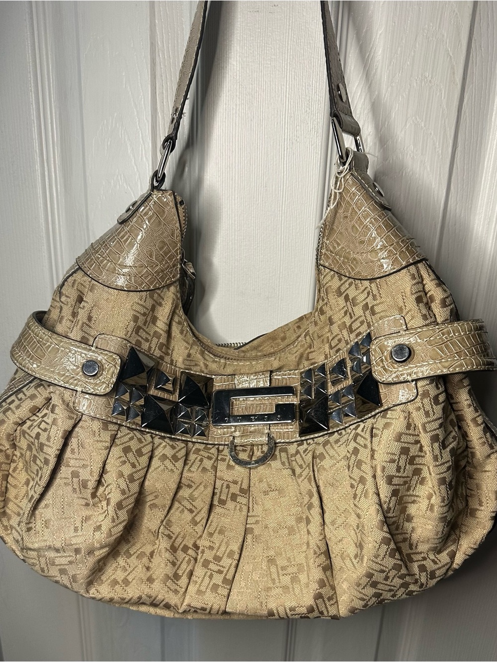 Guess Beige Hobo with Studded Accent